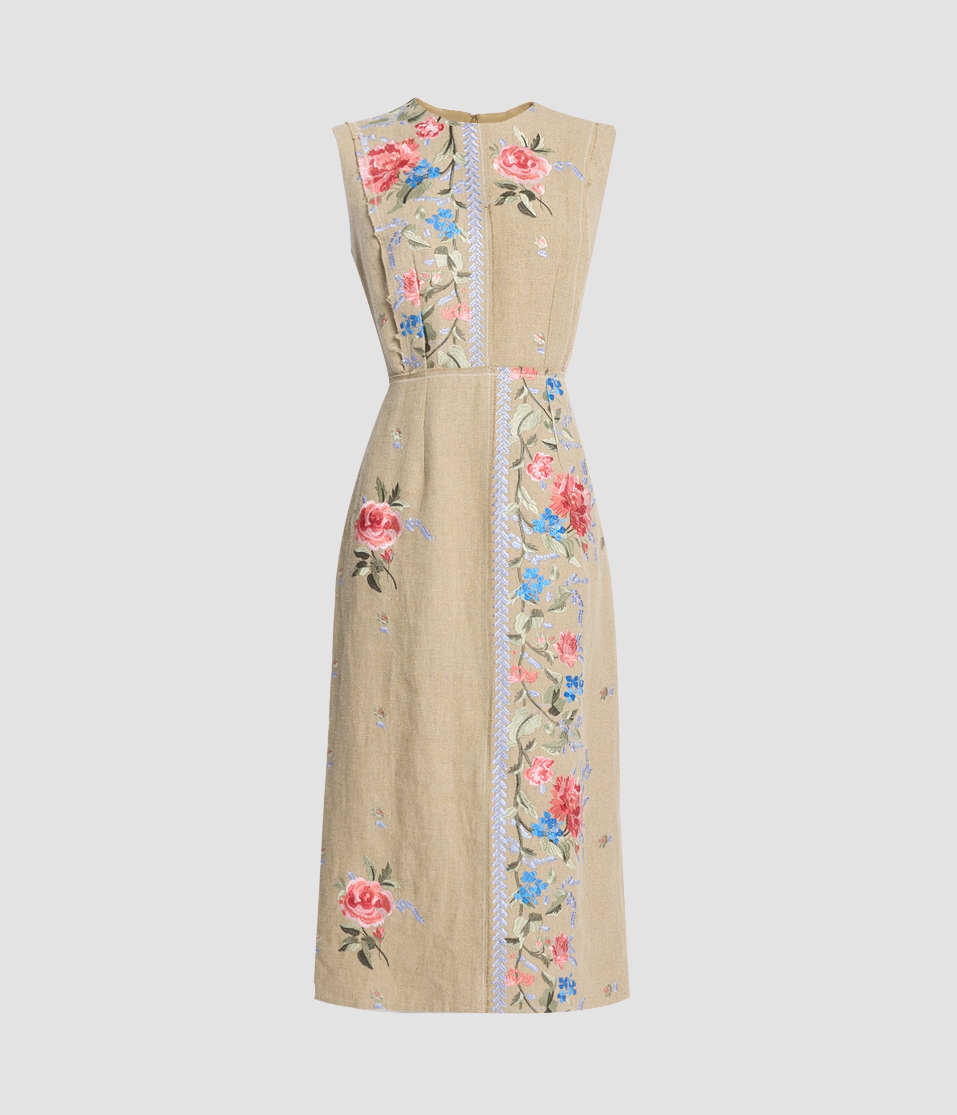 ERDEM | Embroidered Linen Pencil Dress ERDEM | Embroidered Linen Pencil Dress