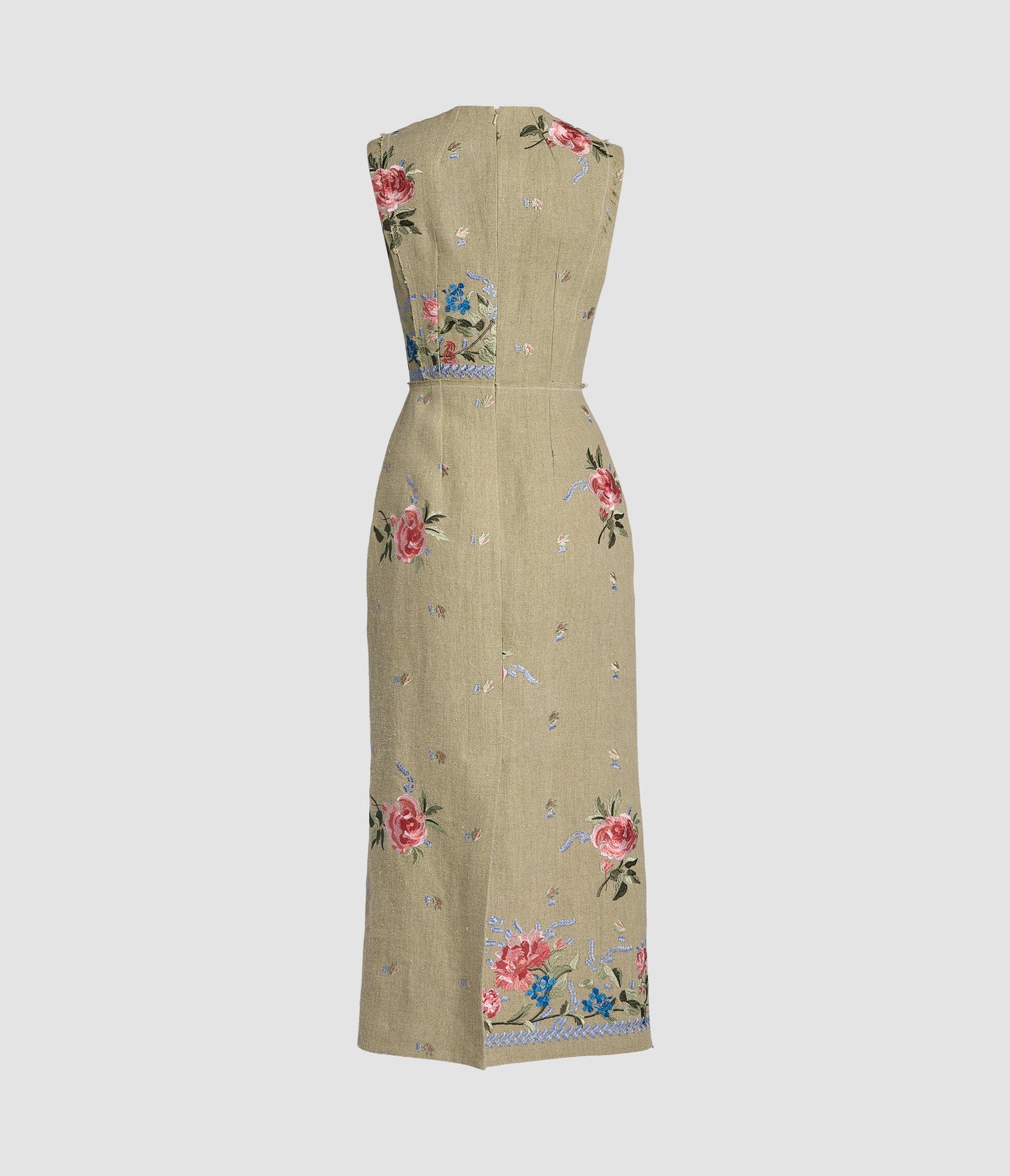Embroidered Linen Pencil Dress