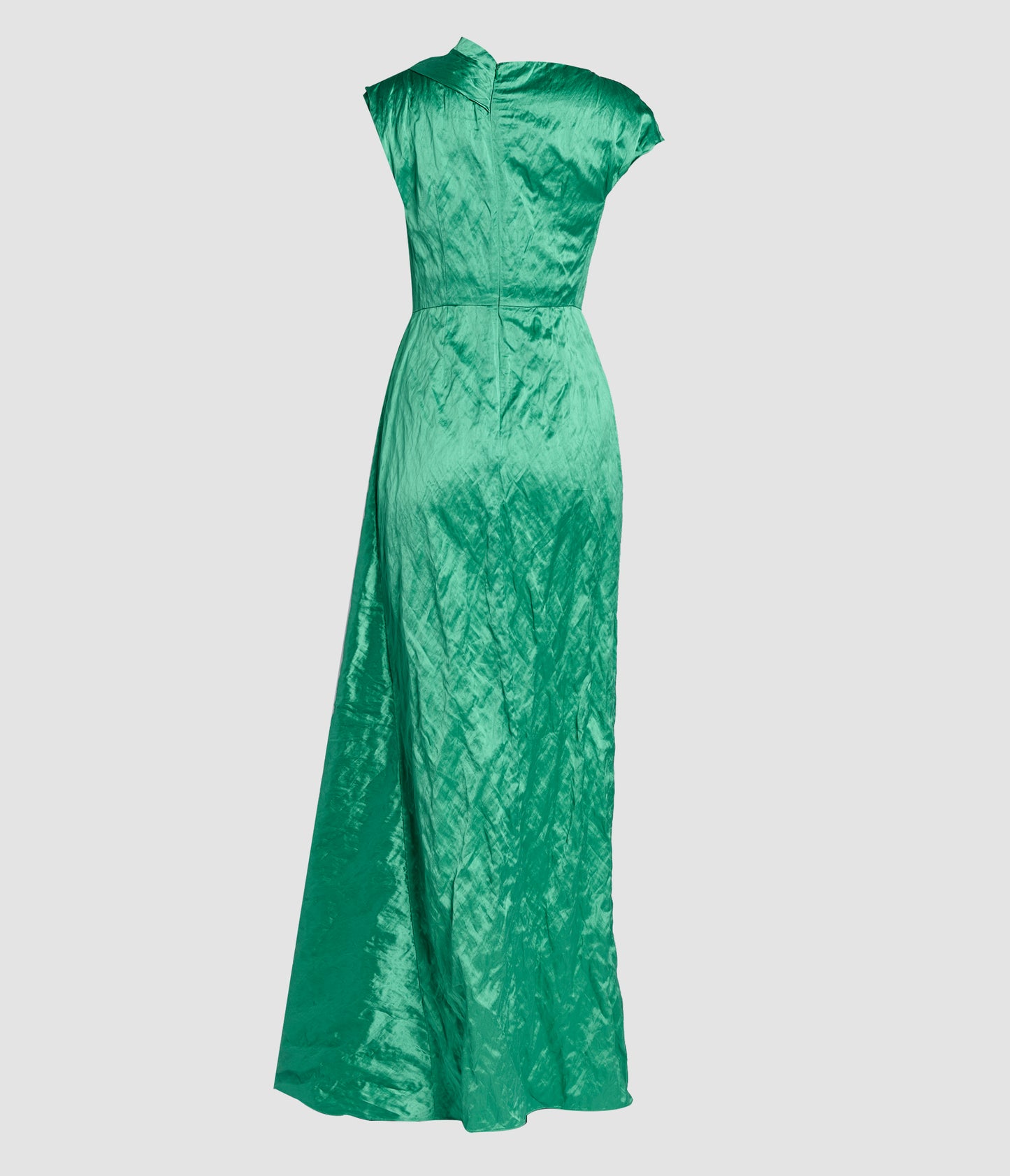 Embellished Textured Satin Draped Gown