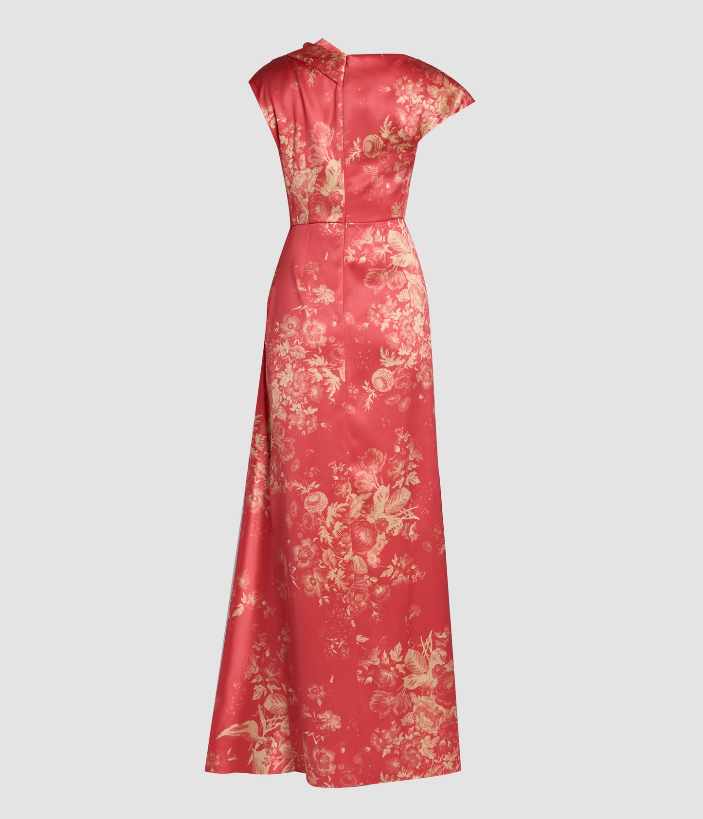 Floral Print Duchess Draped Gown