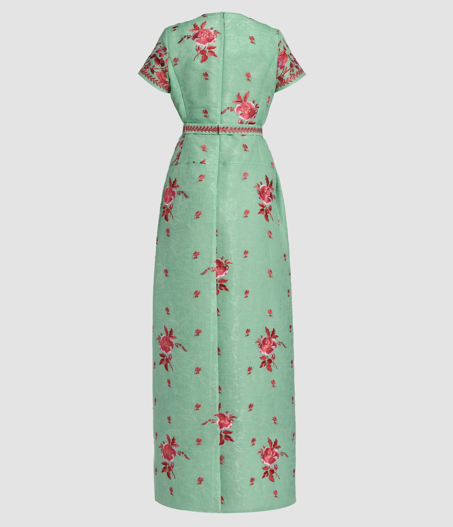 Embroidered Organza Drop Waist Gown