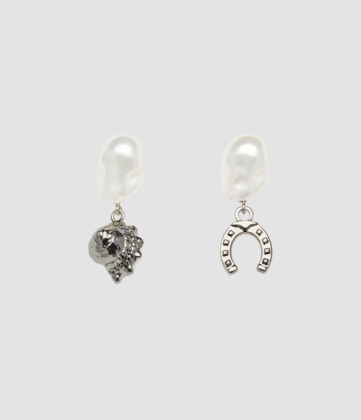 Silver Pearl Charm Earrings