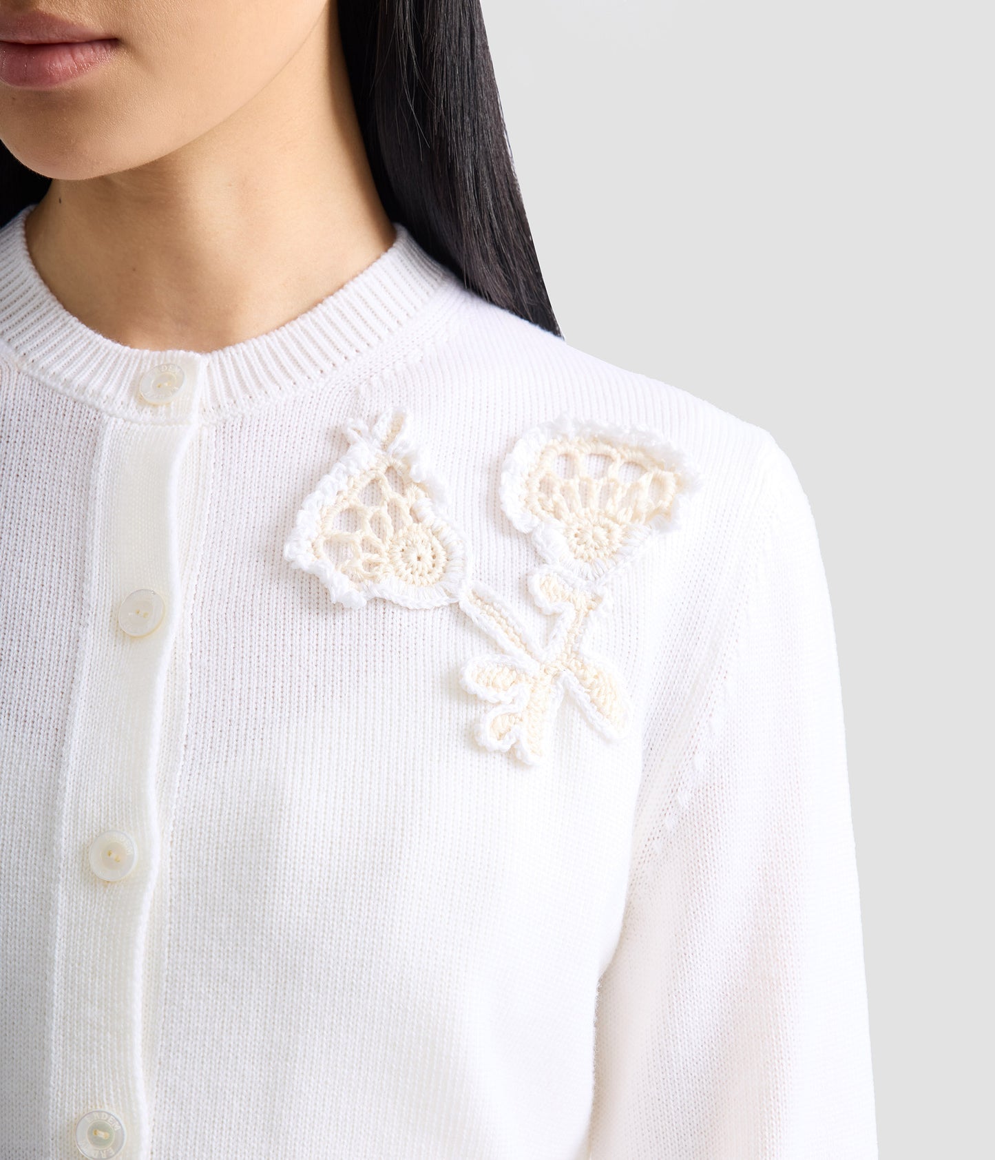 Appliqué Merino Wool Cardigan