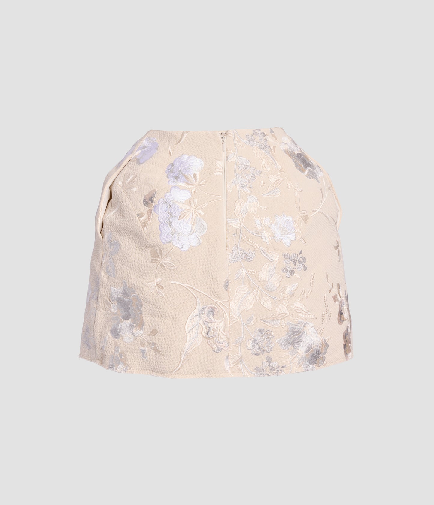 Embroidered Cotton Twill Straight Mini Skirt