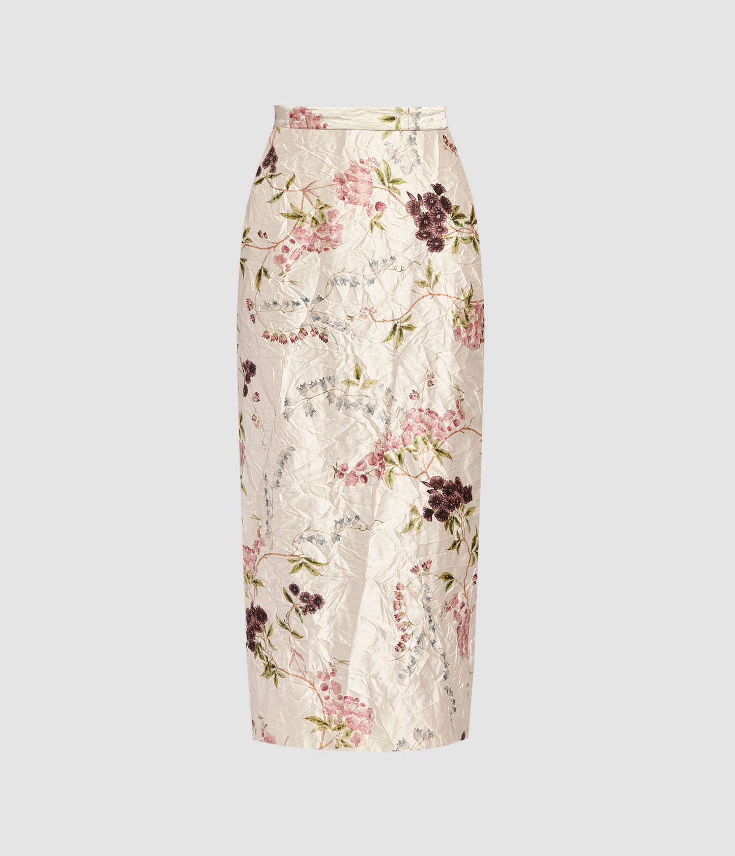 Textured Satin Midi Pencil Skirt