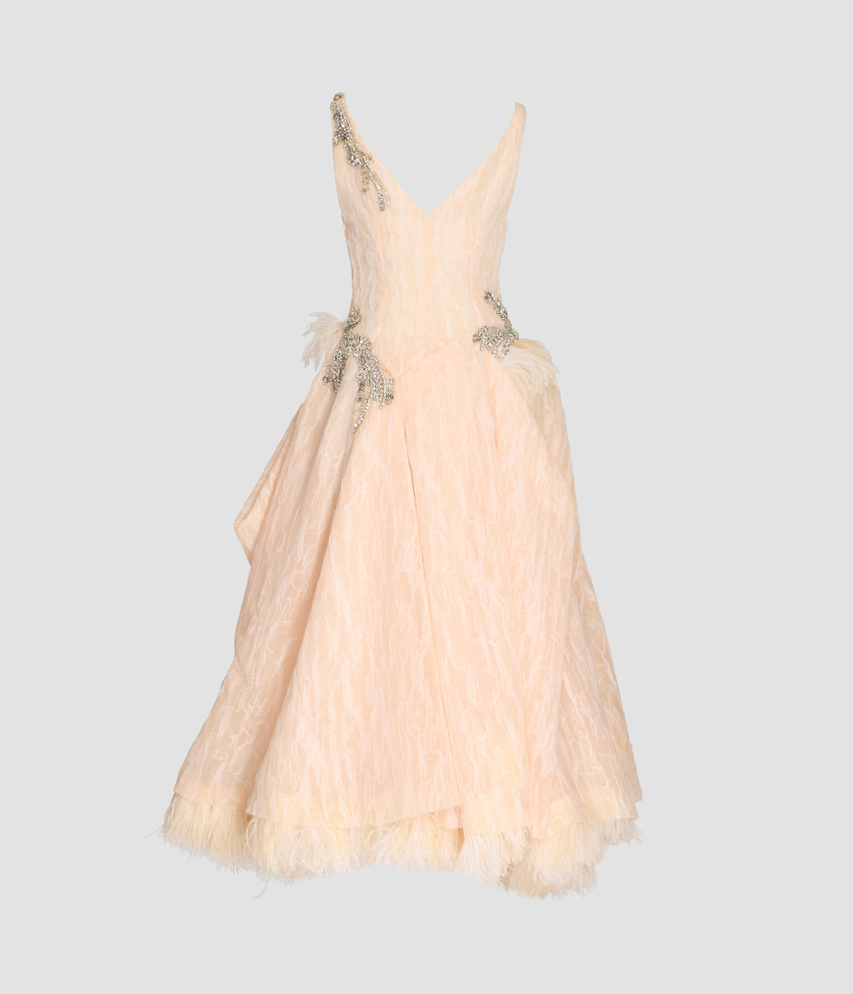 Embroidered Crushed Organza Sleeveless Midi Dress