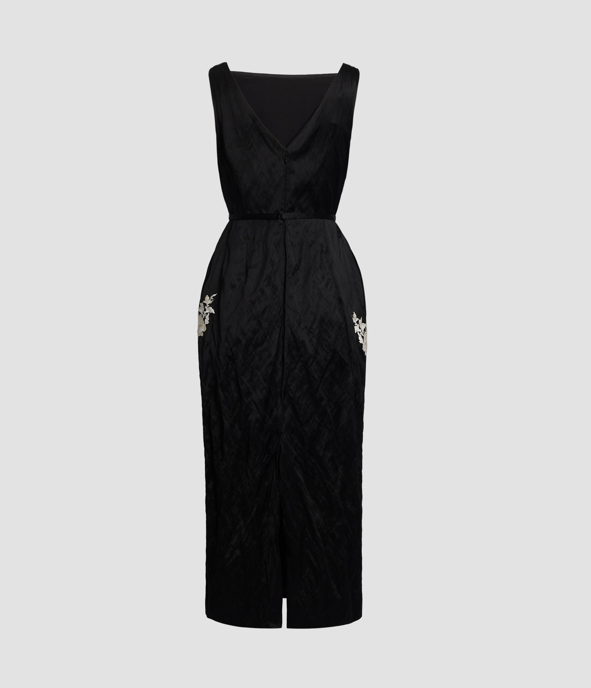 Embroidered Grain De Poudre Sleeveless Midi Dress