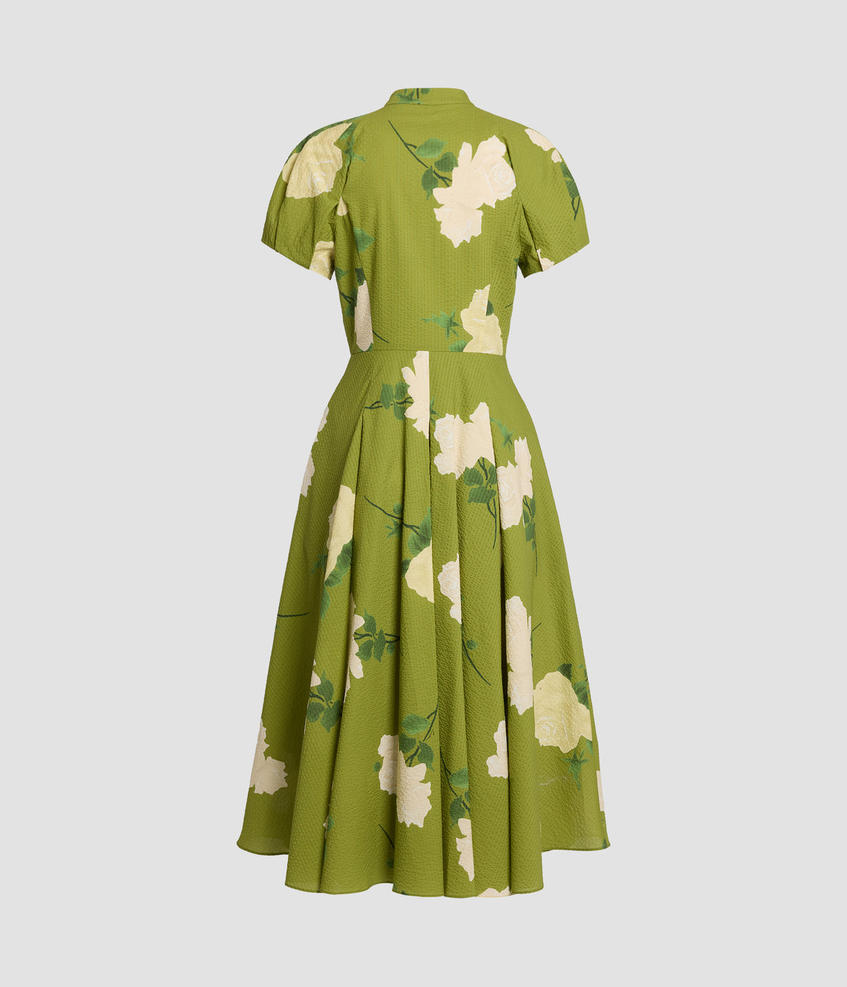 Floral Seersucker Cap Sleeve Midi Dress