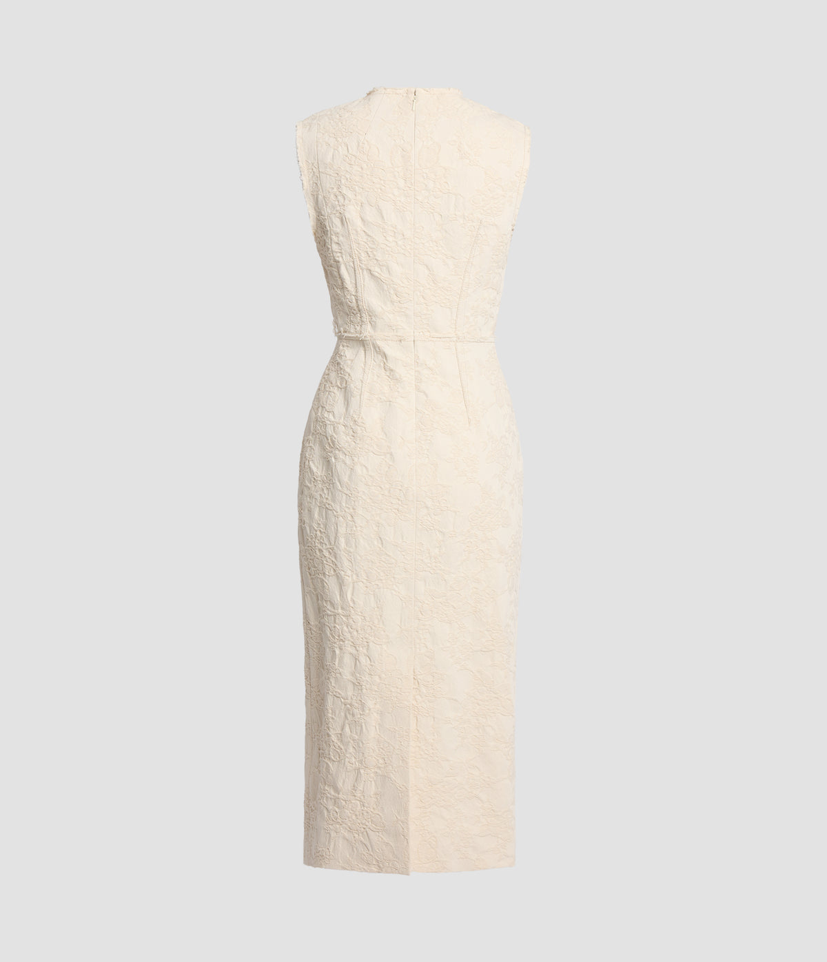 Embroidered Cotton Jacquard Sleeveless Midi Dress