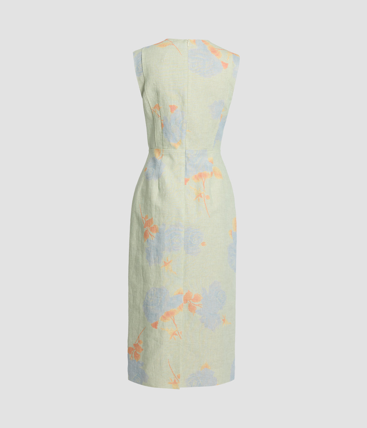 Floral Linen Sleeveless Midi Dress