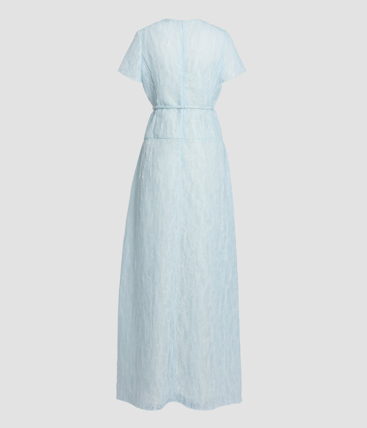 Embroidered Crushed Organza Short Sleeve Gown