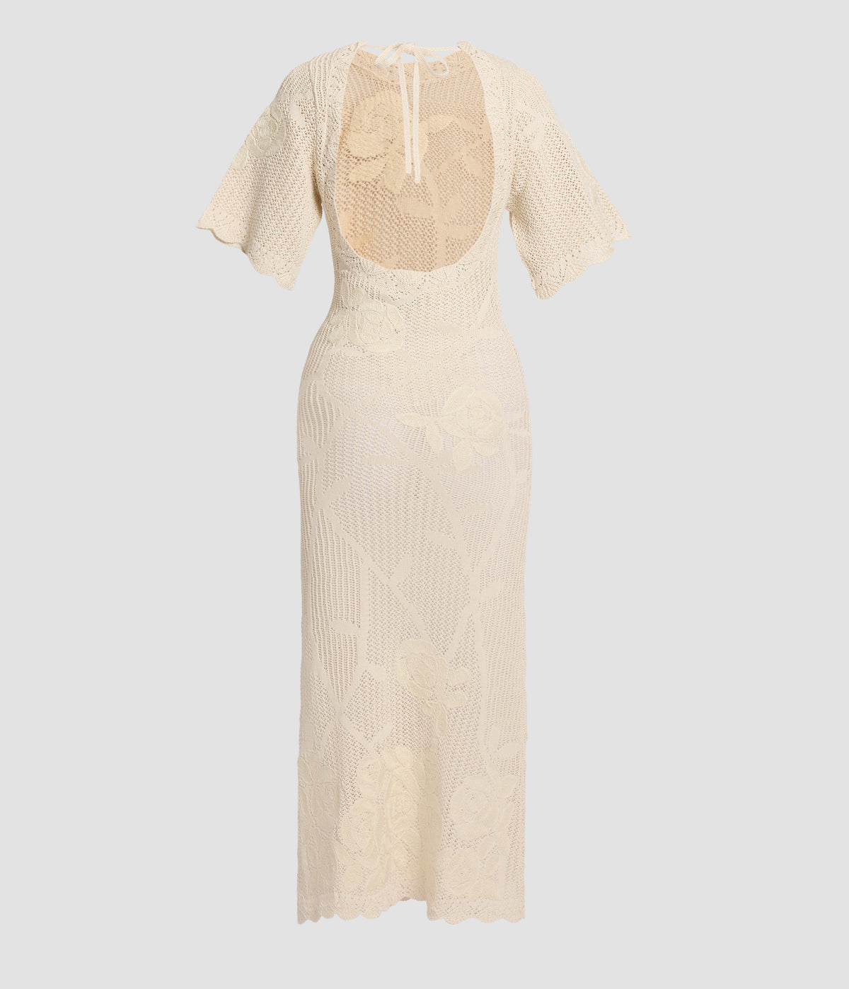 Embroidered Knit Midi Dress