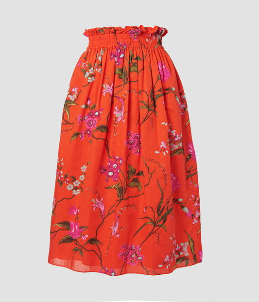 Midi Skirt With Gathered Waist