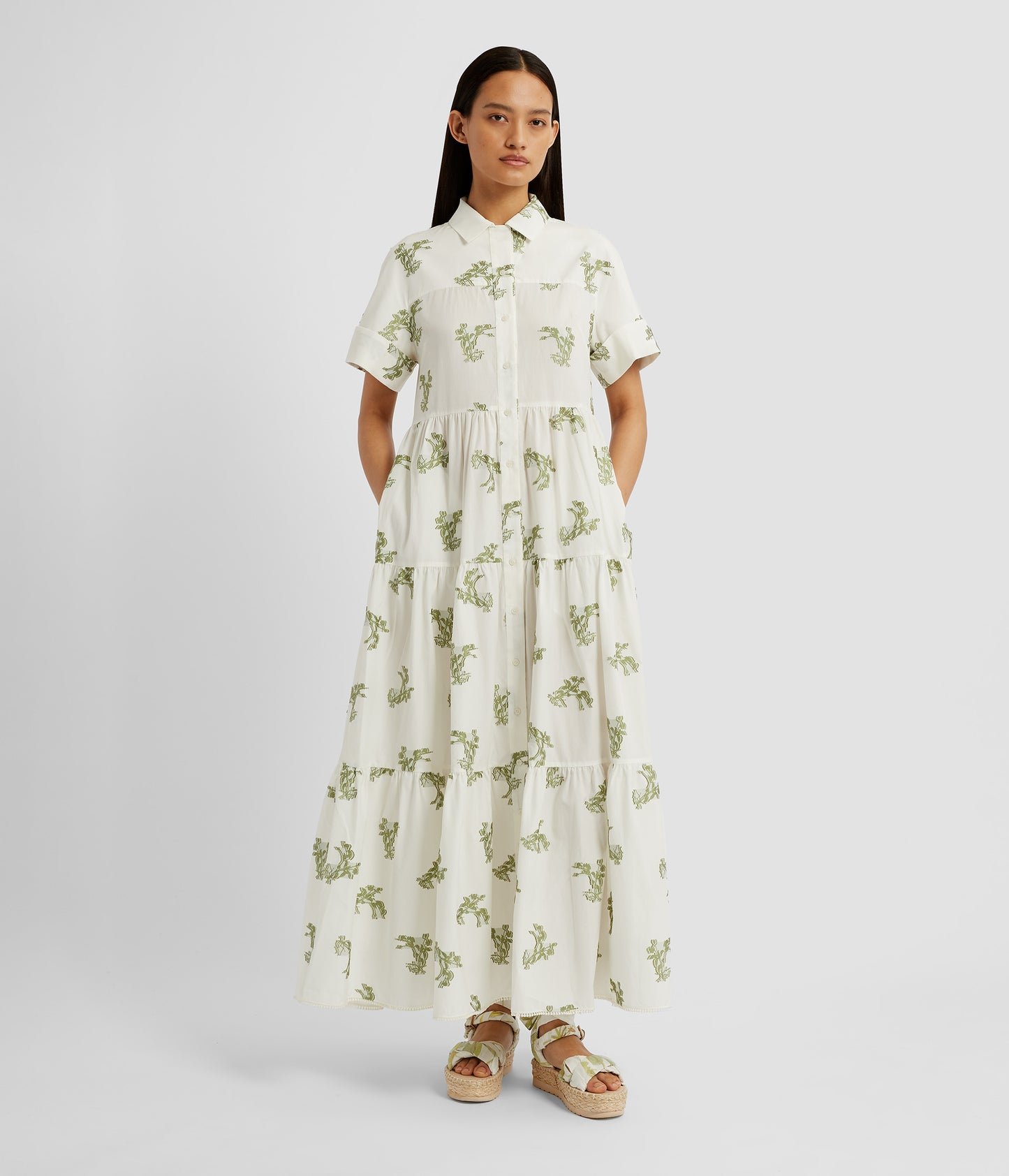 Short Sleeve Midi Shirt Dress