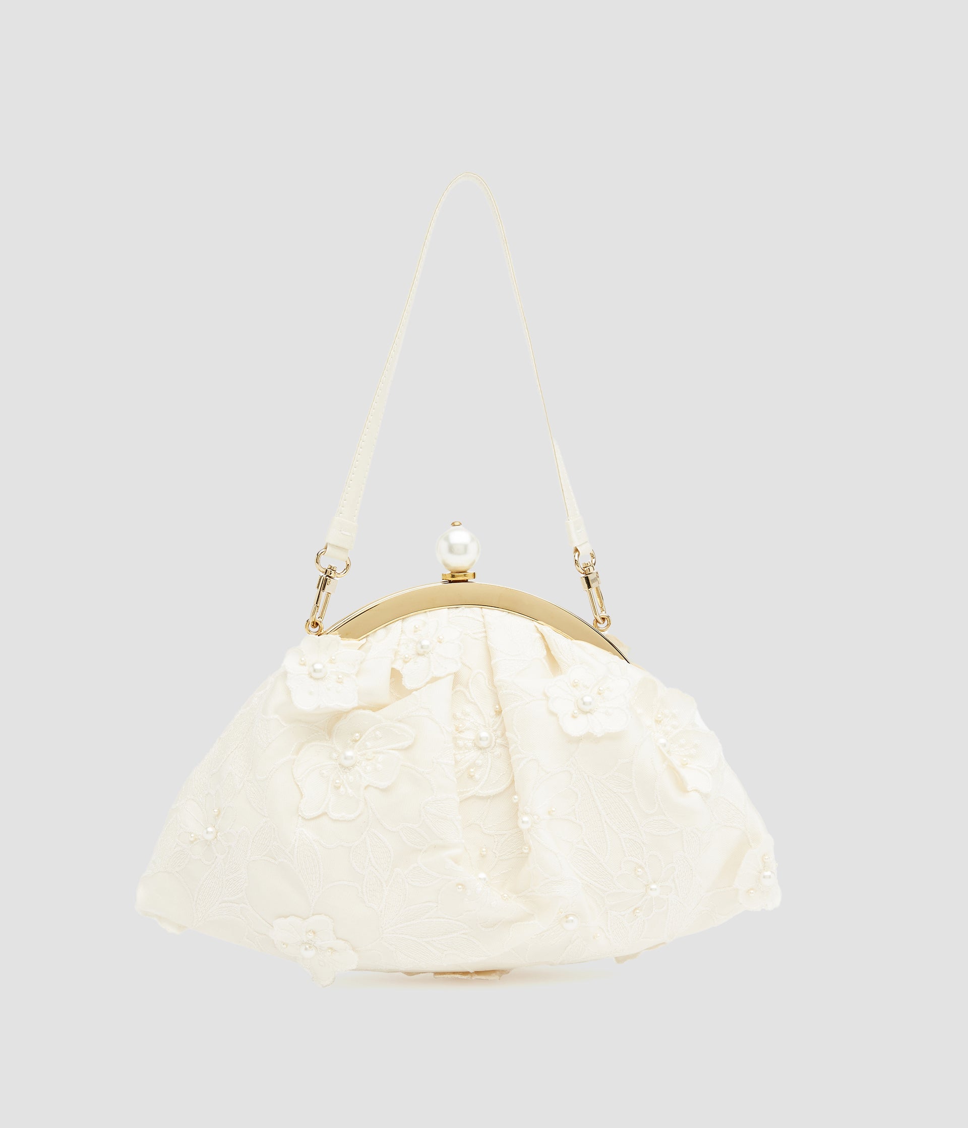 The I Pleated - White Leather Handbag