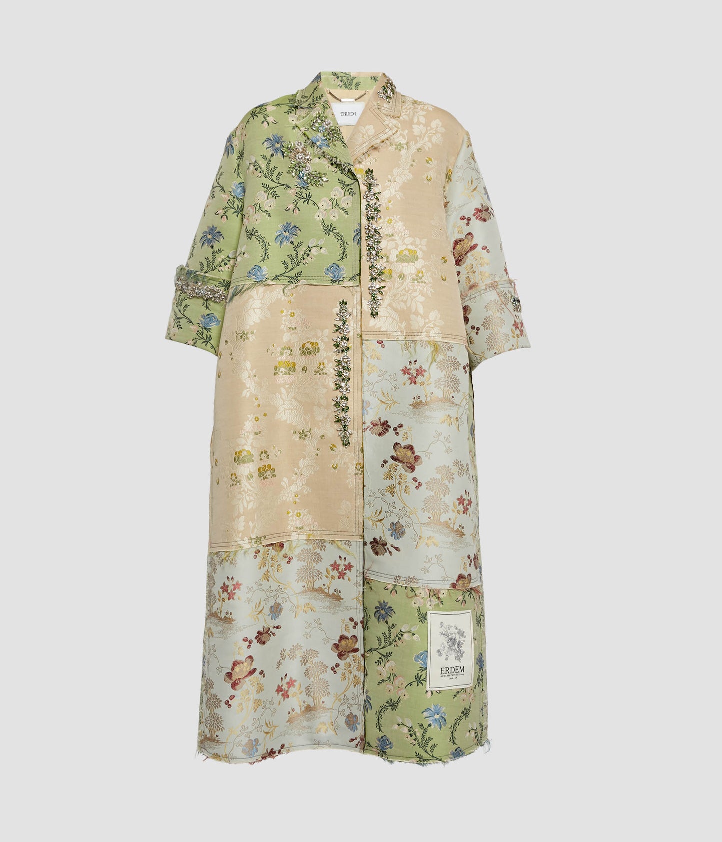 Embroidered Floral Jacquard Coat