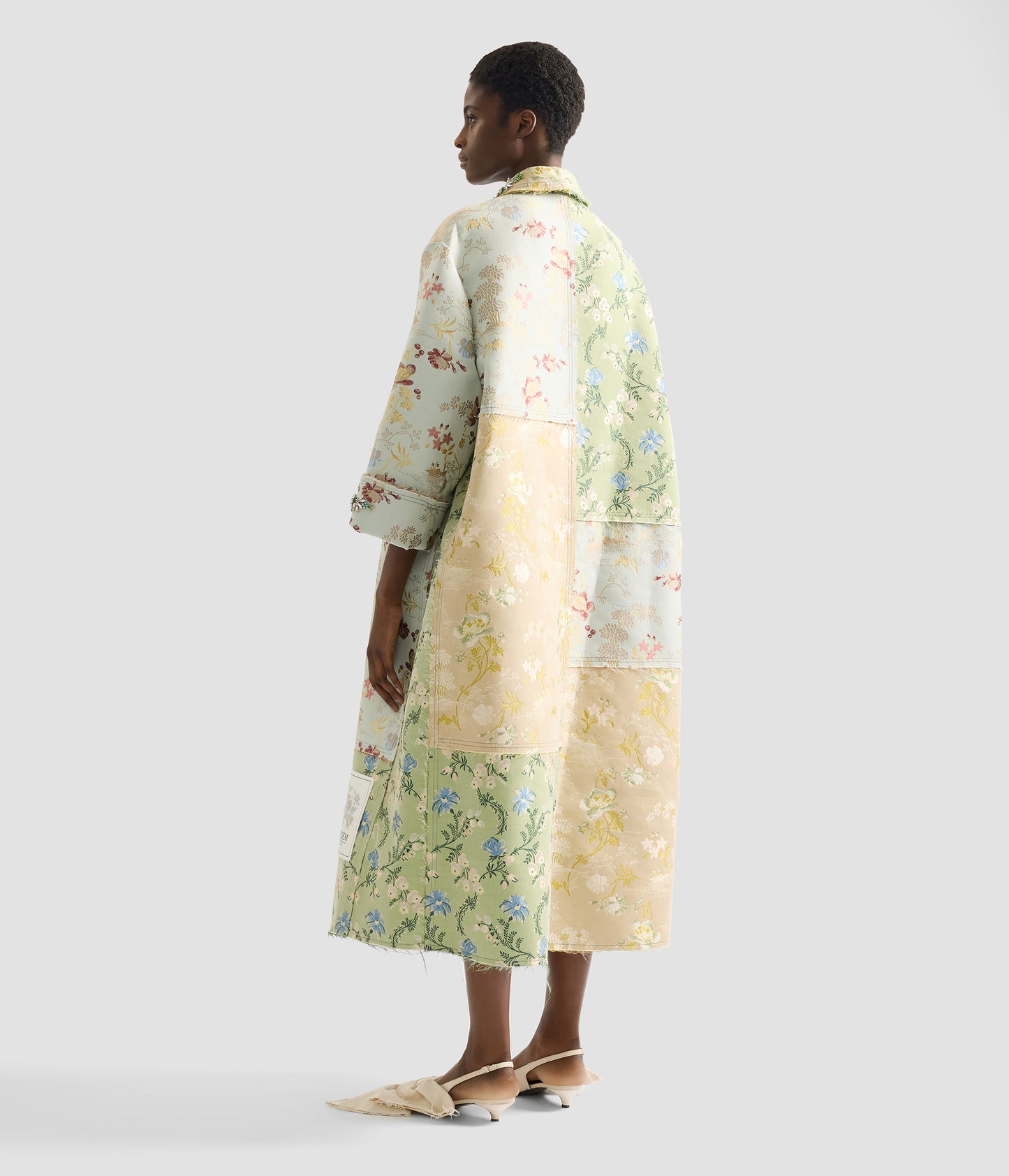 Embroidered Floral Jacquard Coat