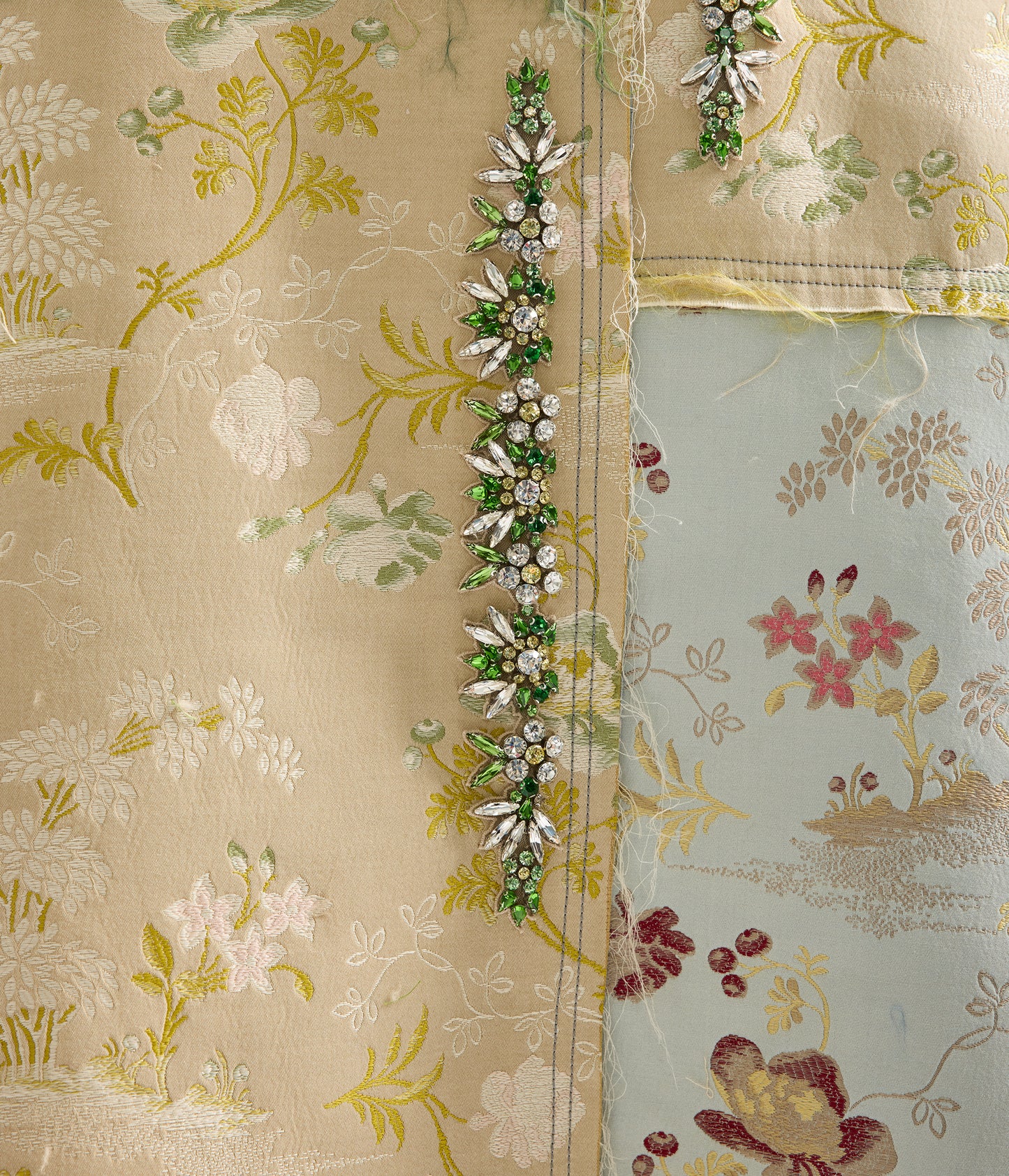 Embroidered Floral Jacquard Coat