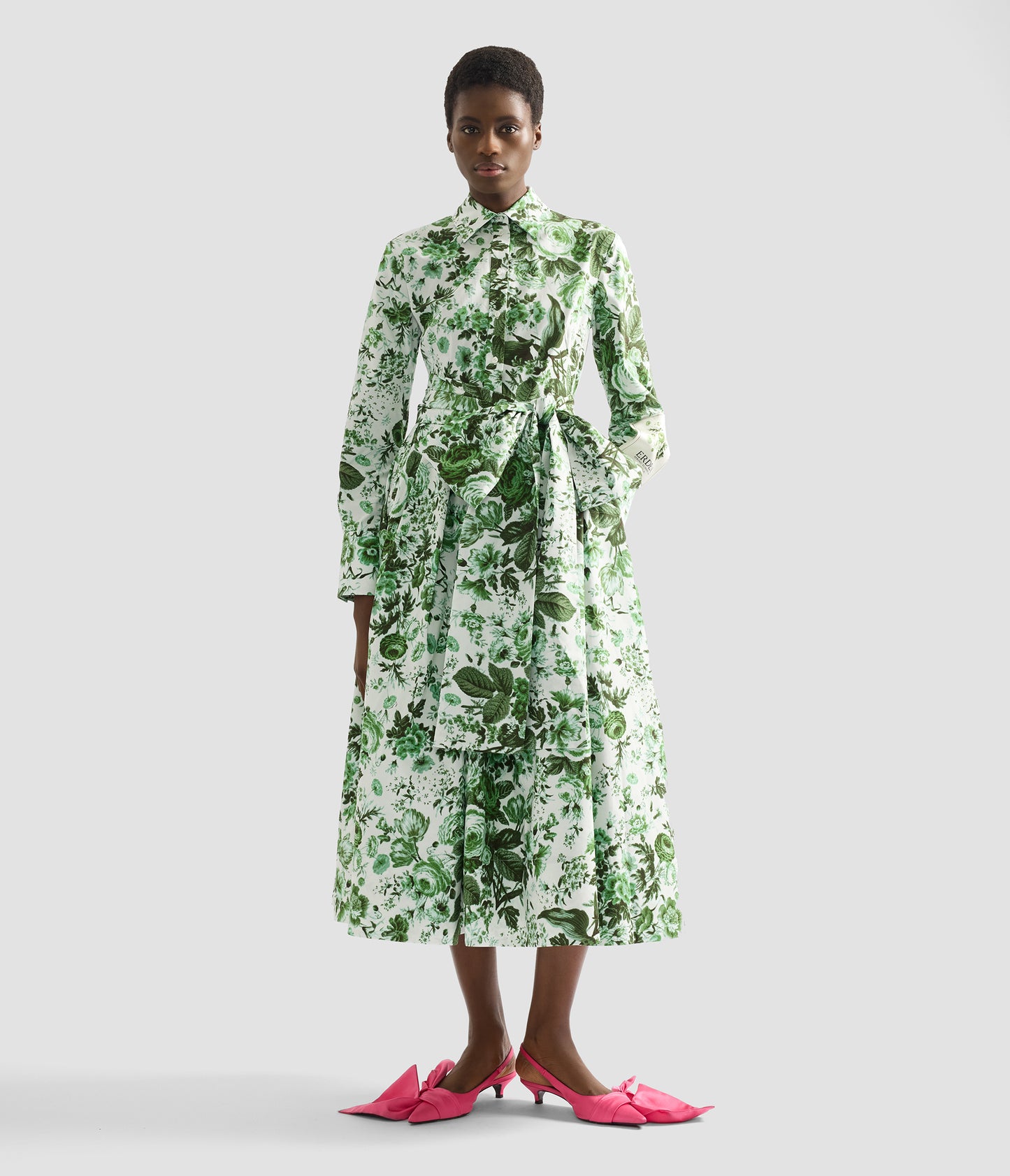 ERDEM | Floral Print Long Sleeve Shirt Dress ERDEM | Floral Print Long Sleeve Shirt Dress