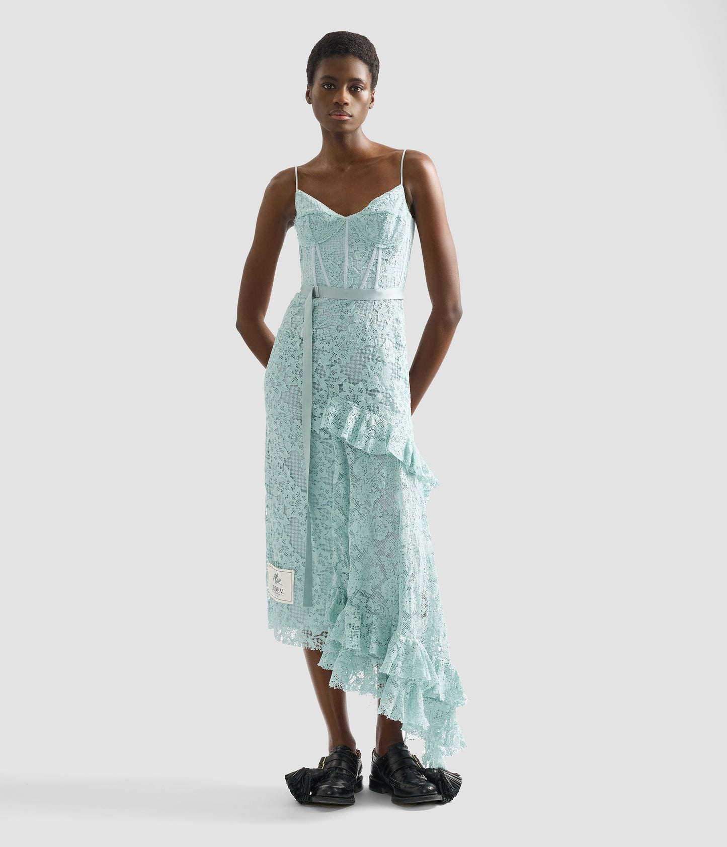 Floral Guipure Lace Sleeveless Midi Dress