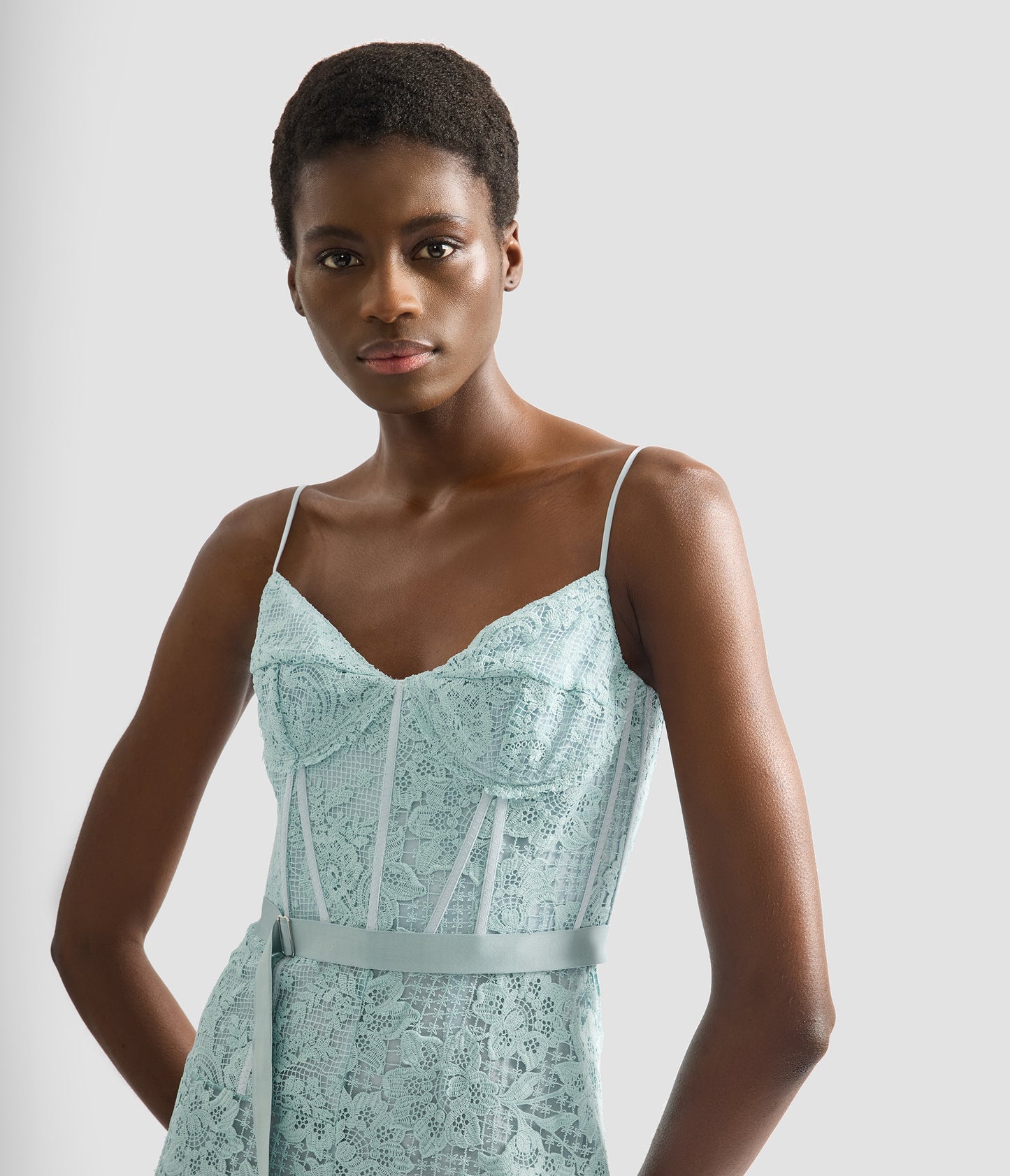 Floral Guipure Lace Sleeveless Midi Dress