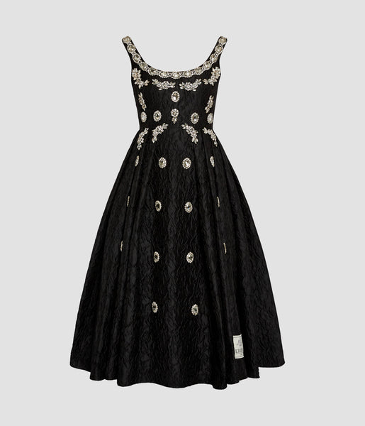 Embroidered Cloque Jacquard Sleeveless Midi Dress | Erdem.com – ERDEM