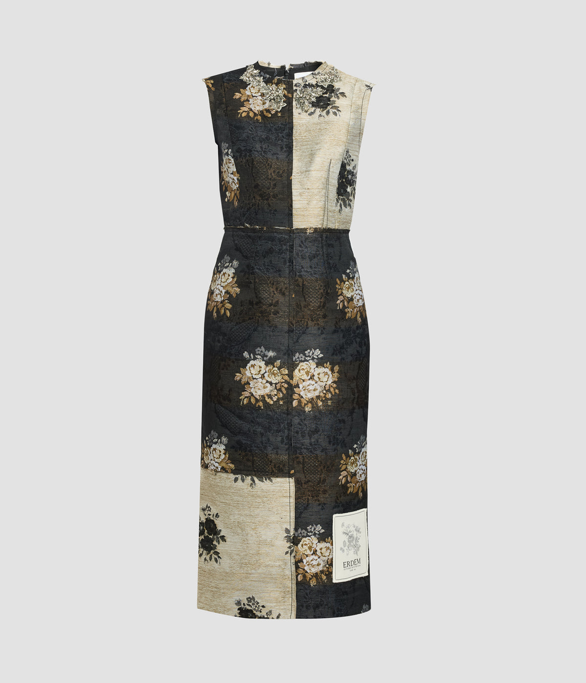 Floral Jacquard Sleeveless Midi Dress