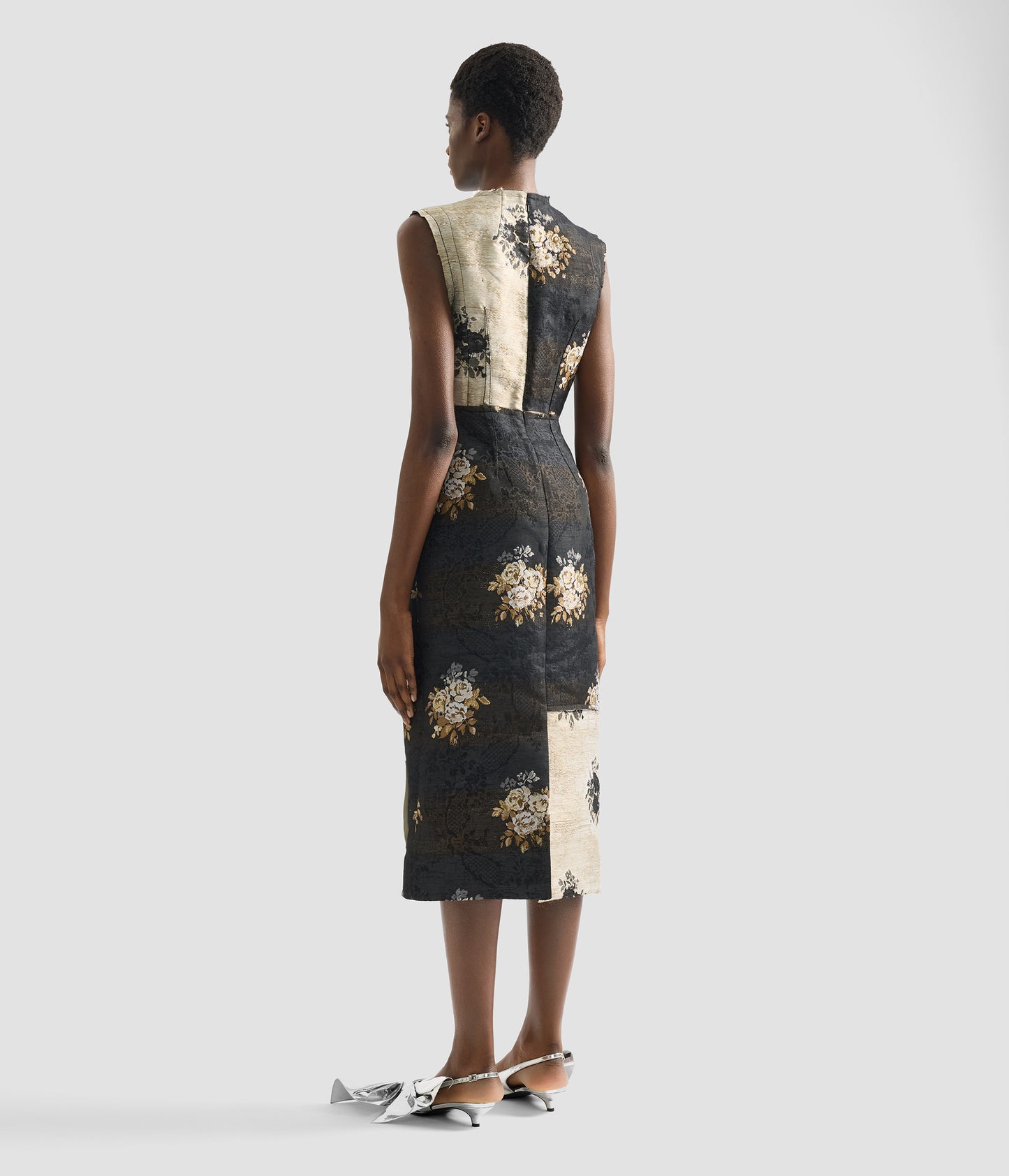 Floral Jacquard Sleeveless Midi Dress