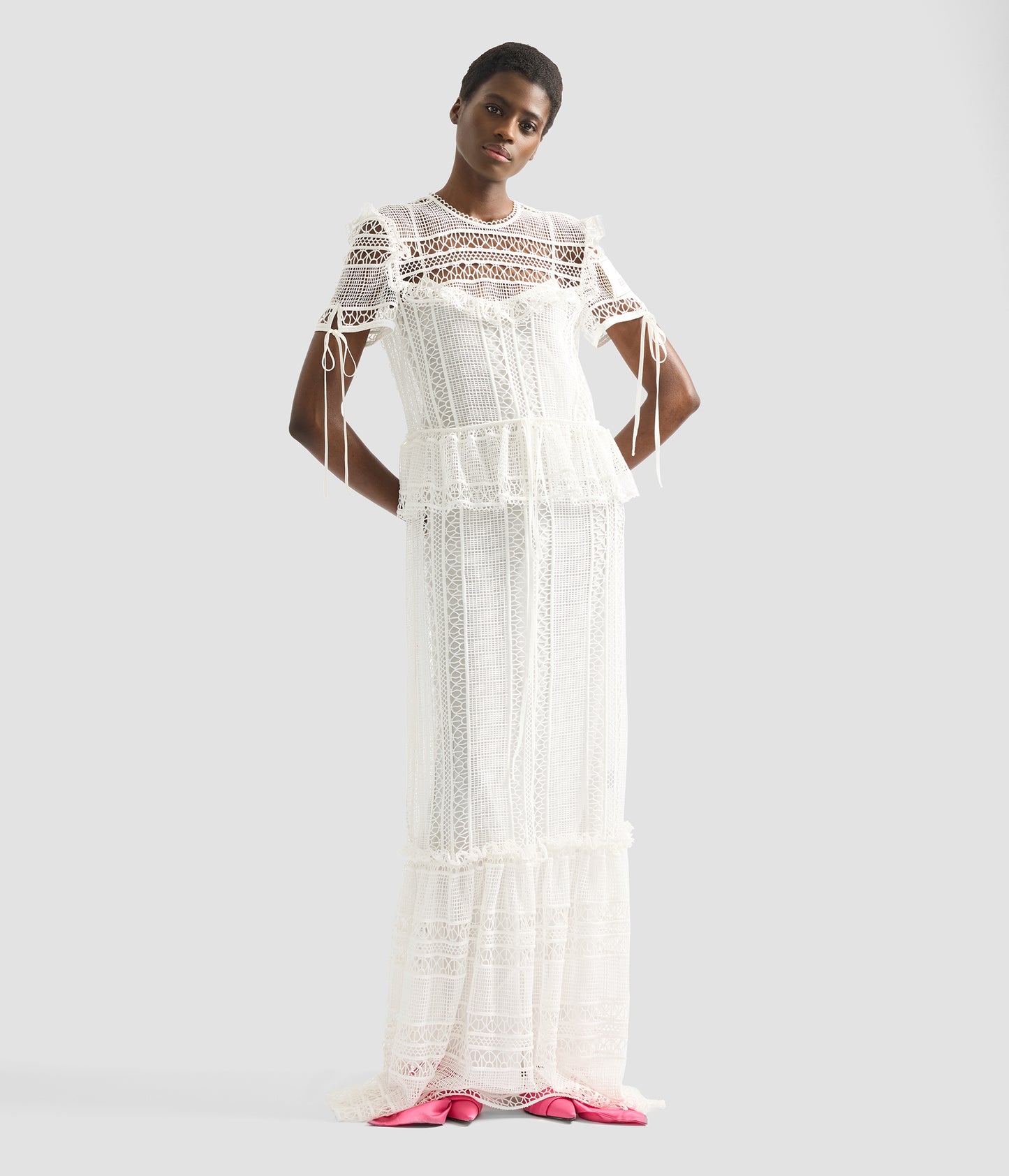 Lace Short Sleeve Gown