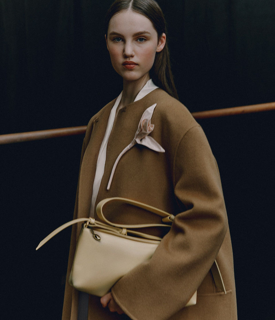 Floral Appliqué Double Faced Wool Coat