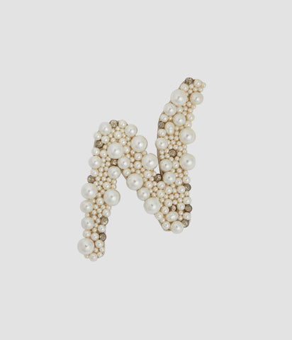 Pearl Alphabet Brooch N