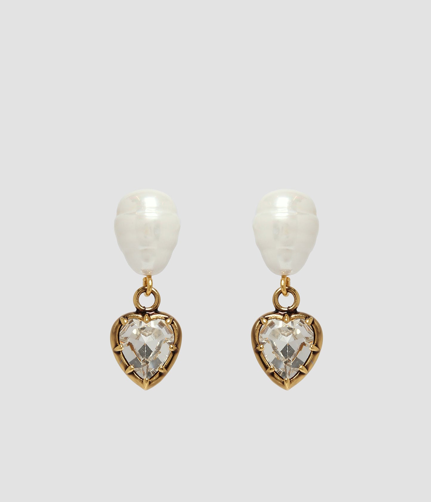 Pearl And Heart Drop Earring