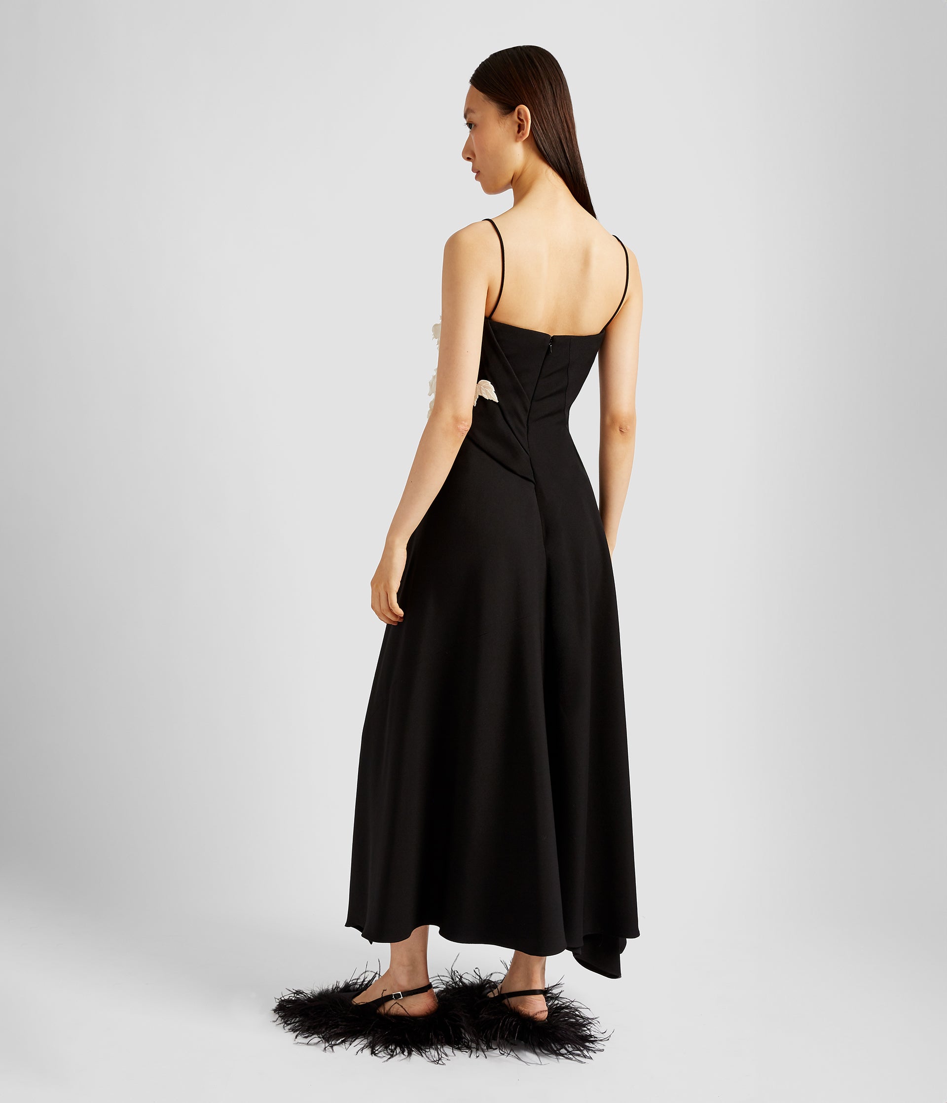 Asymmetric Draped Midi Dress