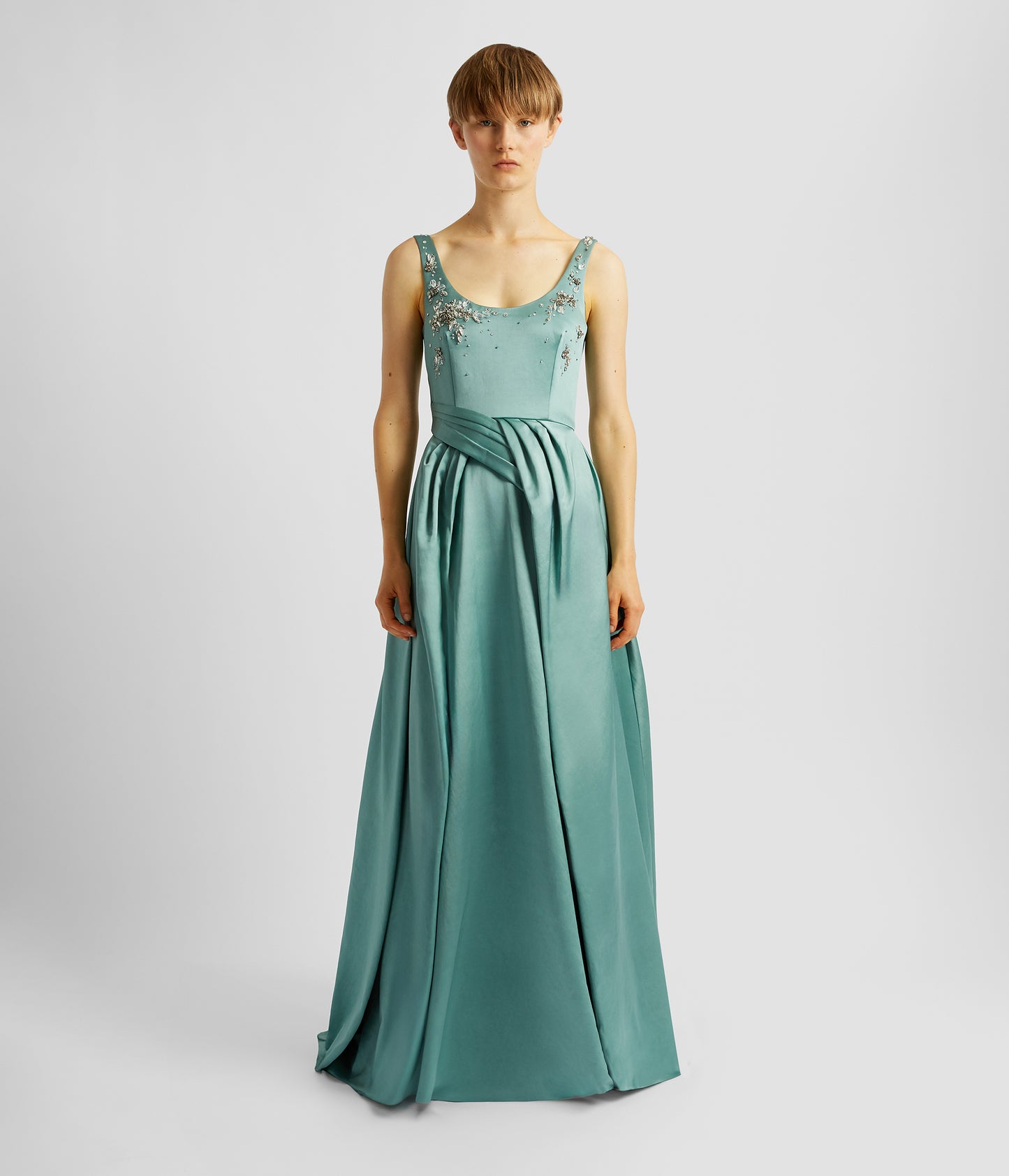 Sleeveless Draped Evening Gown