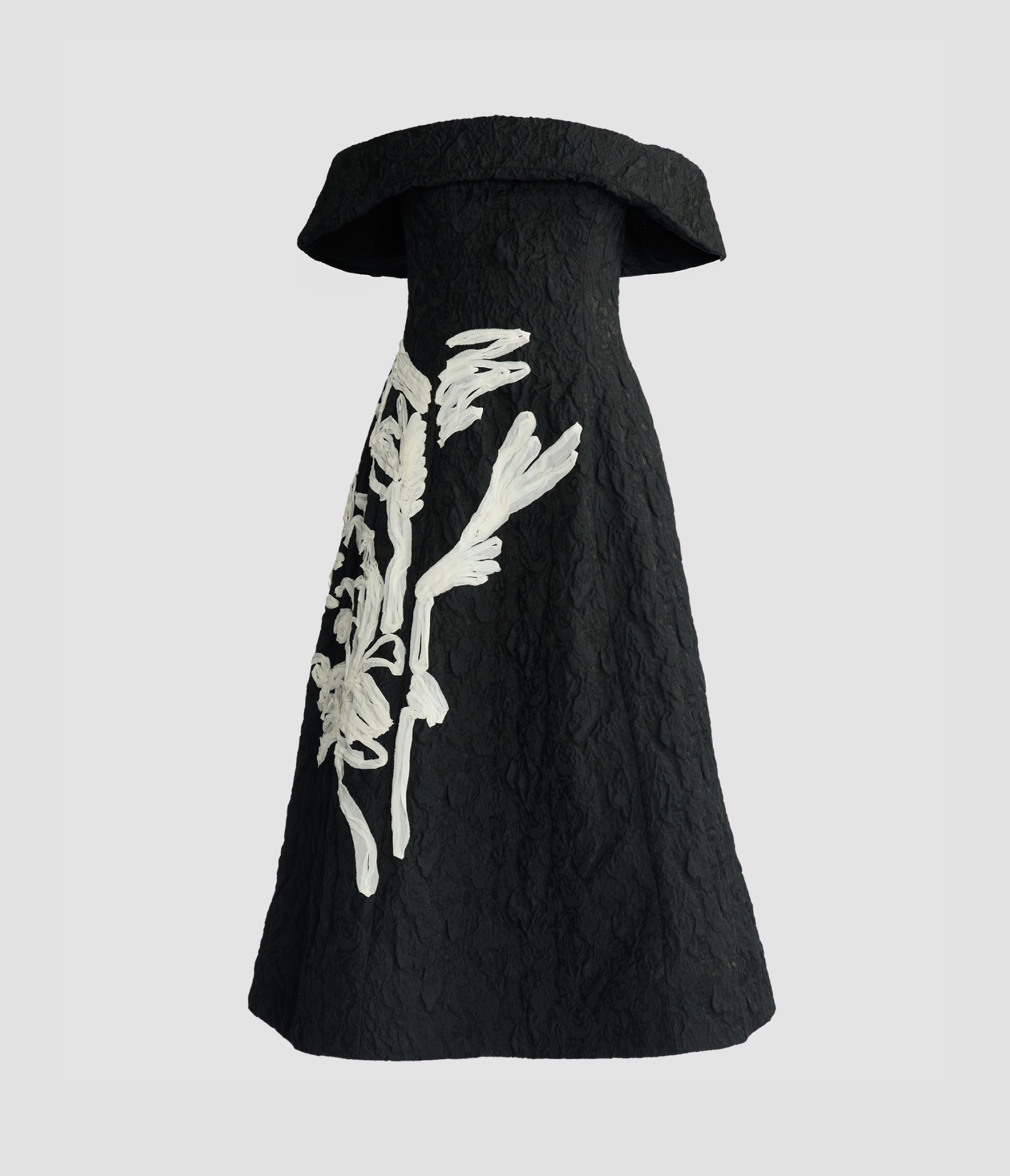 Embroidered Jacquard Off-The-Shoulder Midi Dress