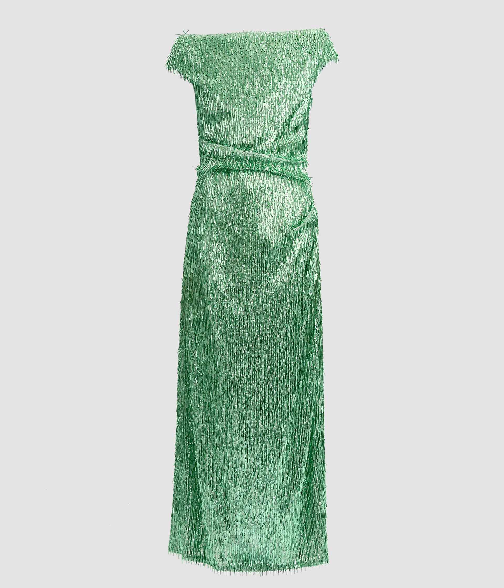 Bugle Sequin Off-The-Shoulder Midi Dress