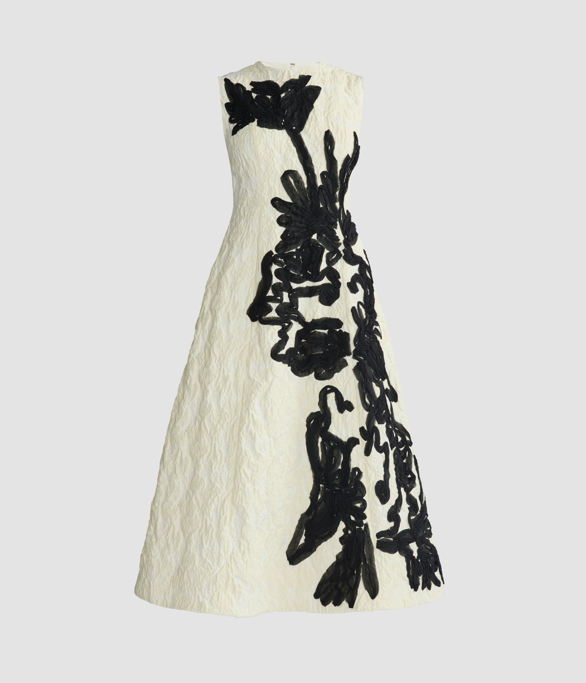 Embroidered Jacquard Flared Midi Dress