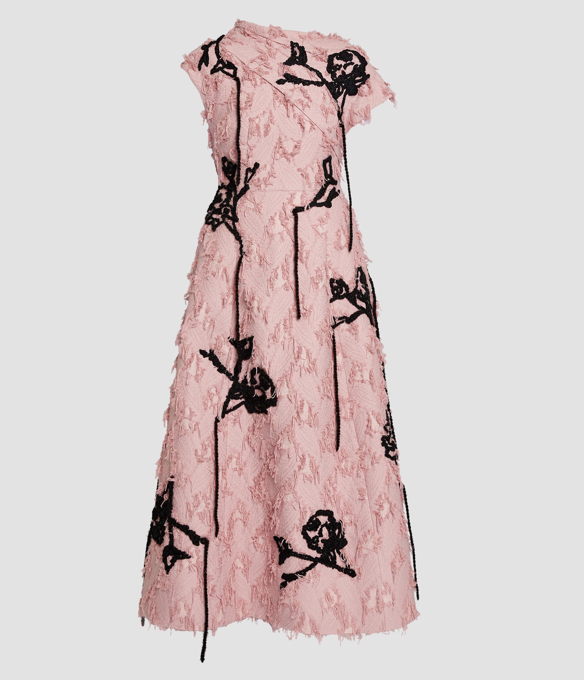 Embroidered Fil Coupé Jacquard Asymmetric Midi Dress