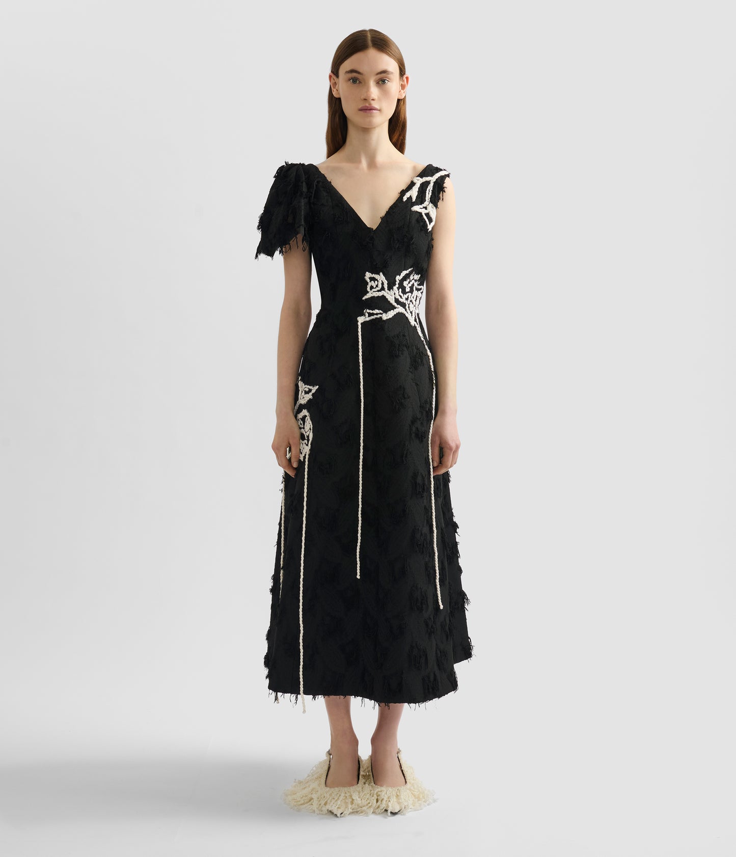Embroidered Fil Coupé Jacquard Midi Dress