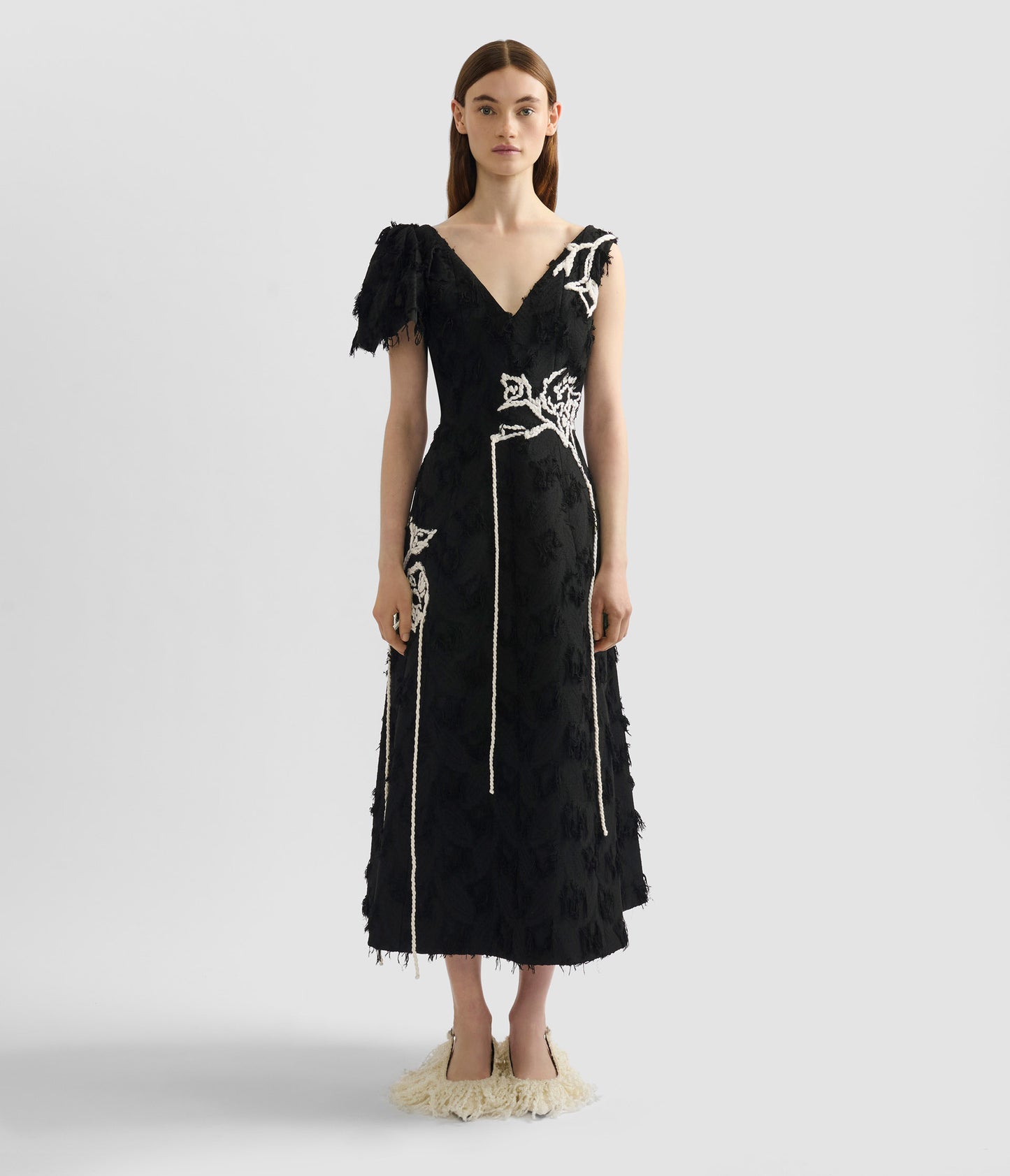 Embroidered Fil Coupé Jacquard Midi Dress