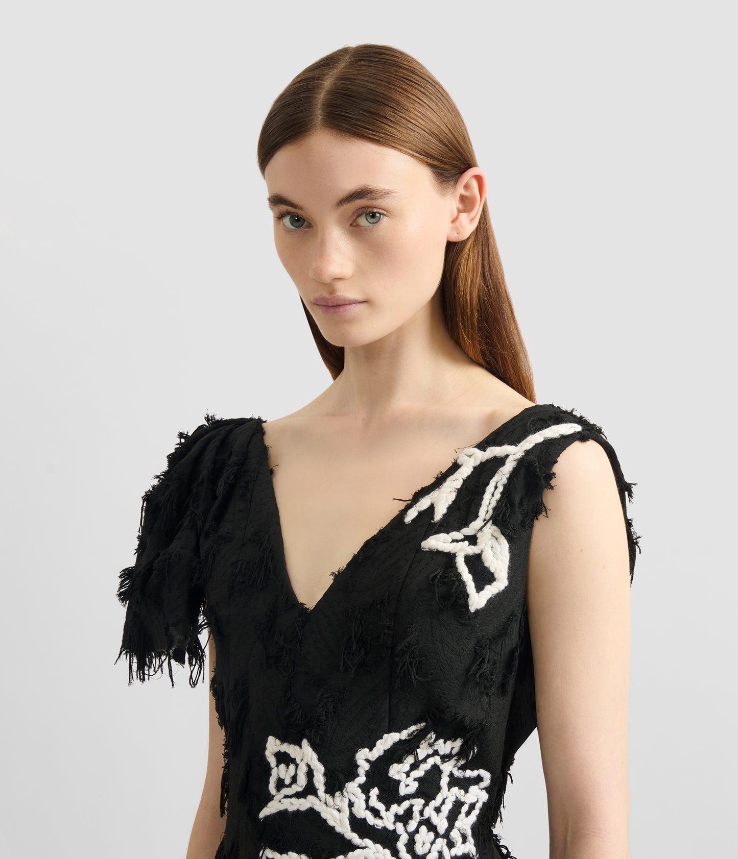 Embroidered Fil Coupé Jacquard Midi Dress