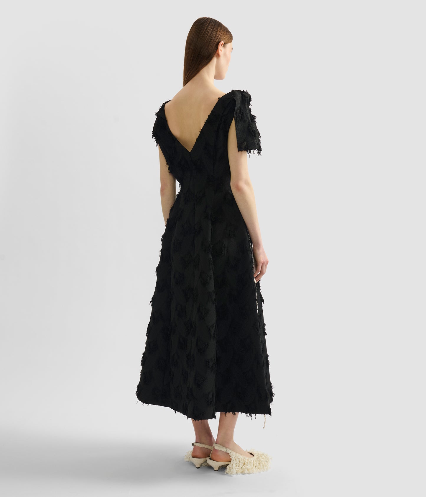 Embroidered Fil Coupé Jacquard Midi Dress
