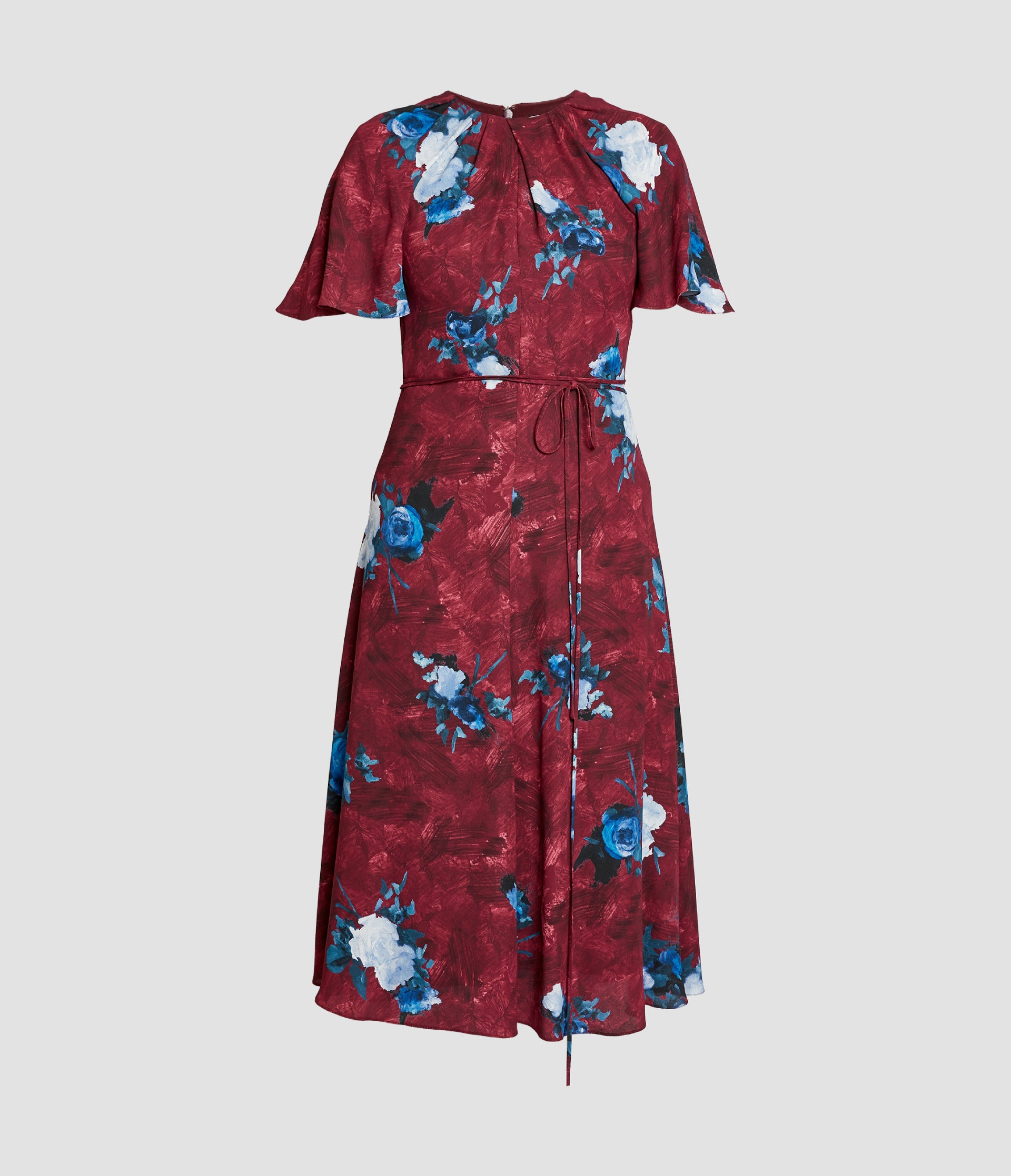 Floral Print Tie-Waist Midi Dress