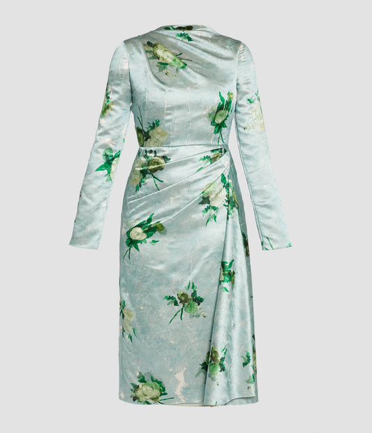 Long Sleeve Draped Midi Dress