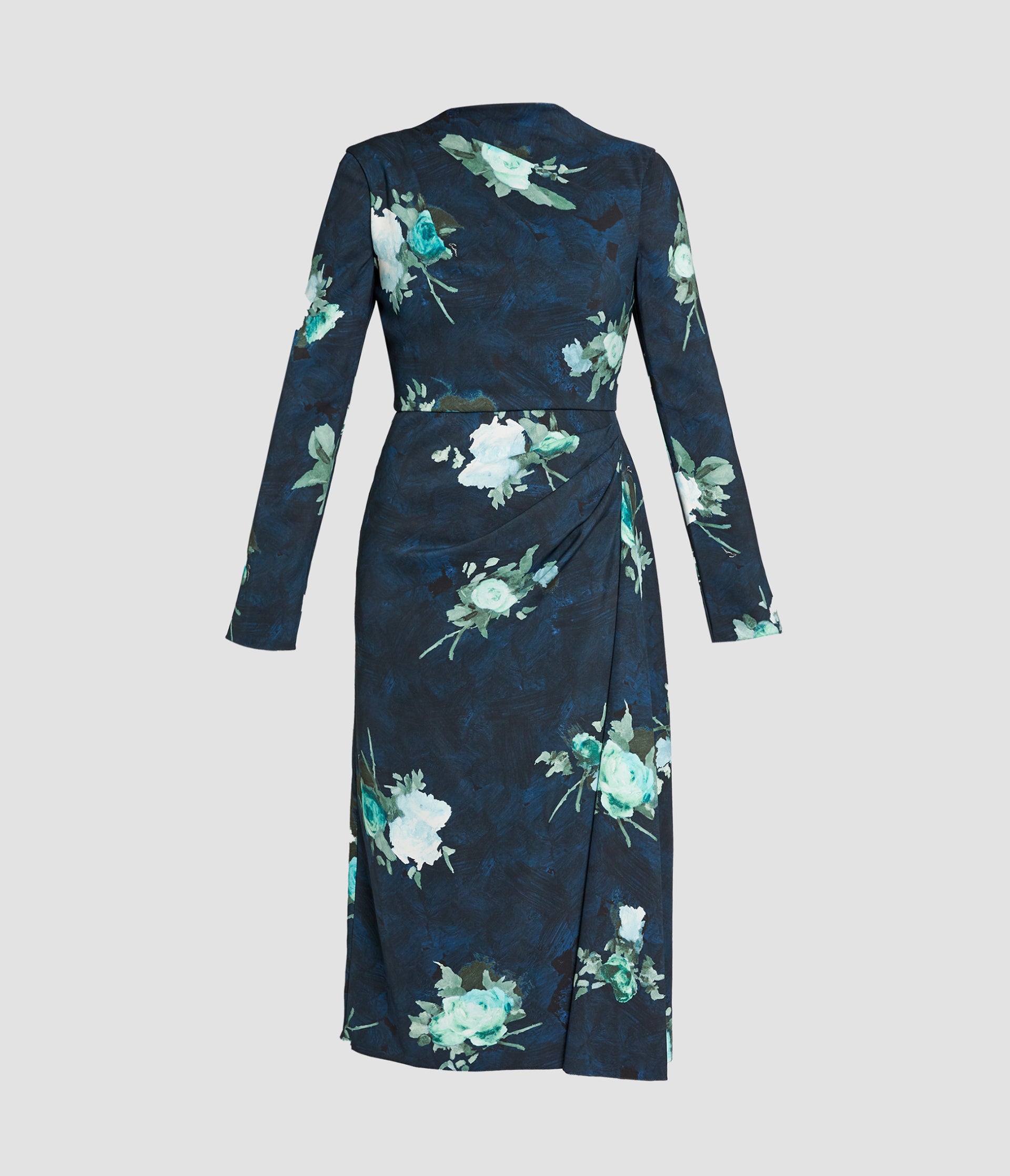 Floral Print Draped Midi Dress