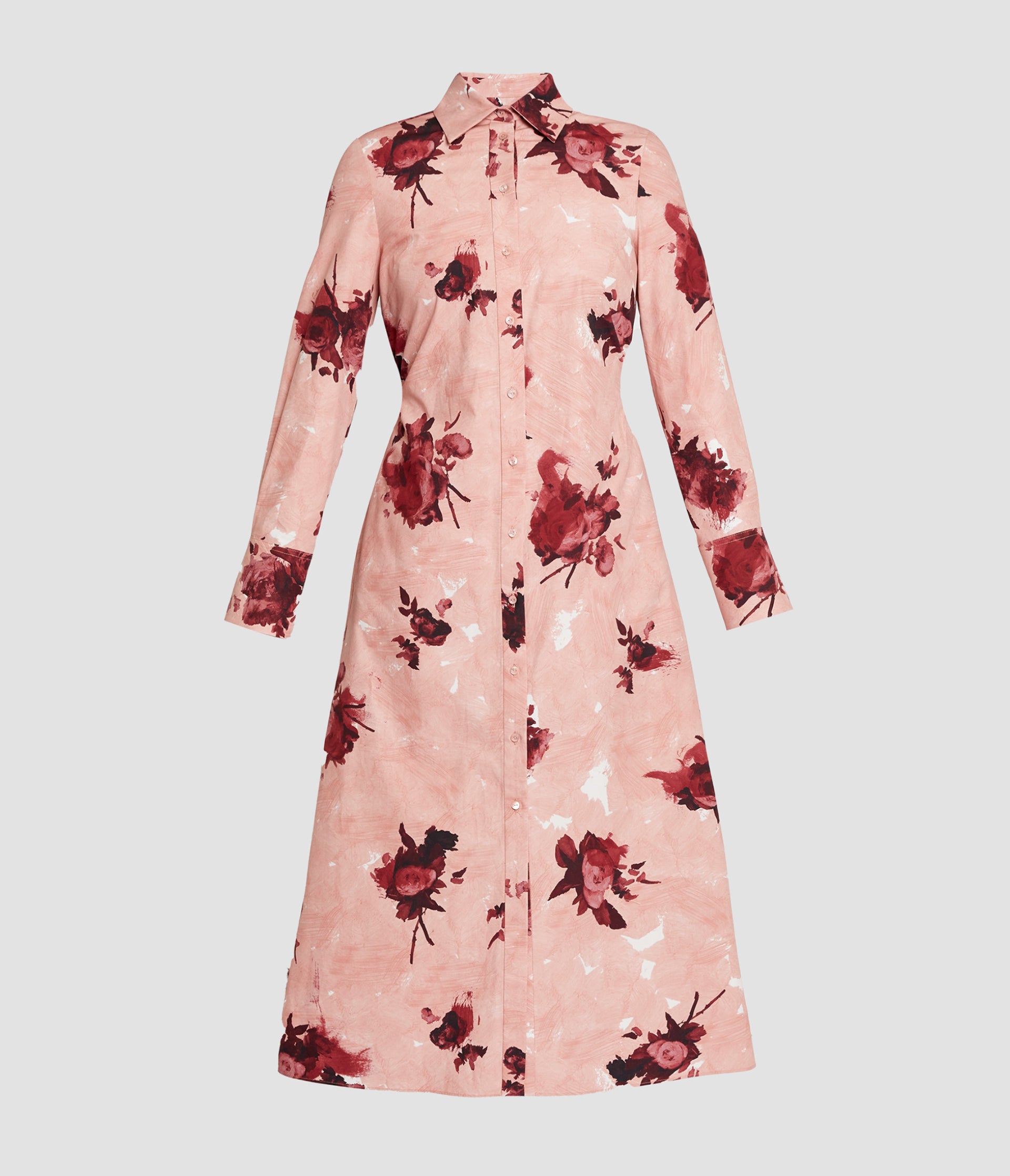 Floral Print Tie-Waist Shirt Dress