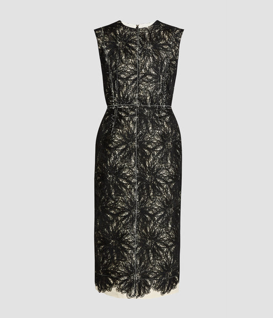Thread Lace Sleeveless Midi Dress