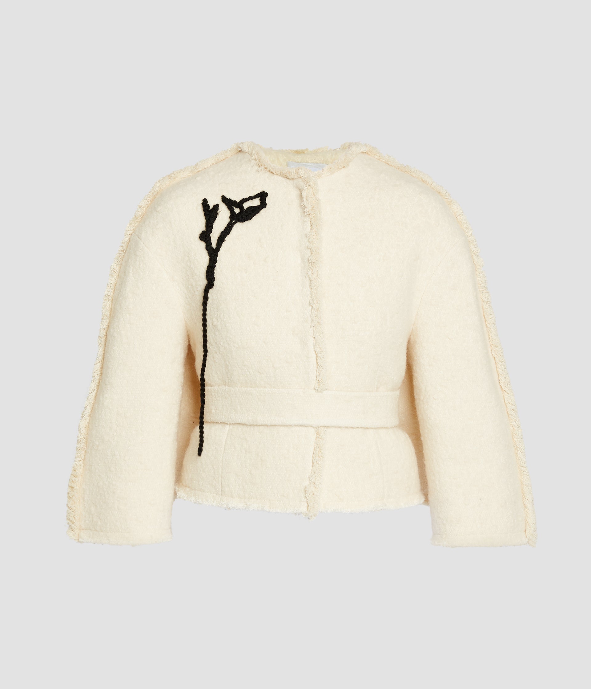 Embroidered Bouclé Cropped Jacket
