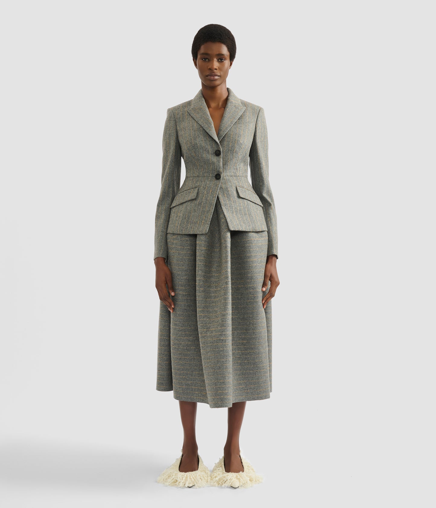 Pinstripe Fitted Blazer