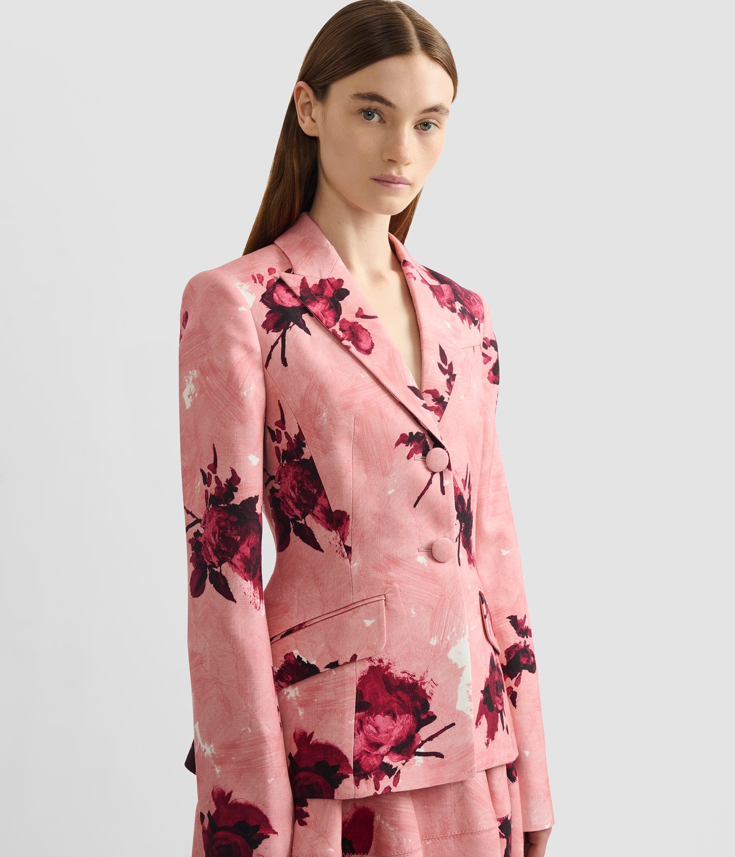 Floral Print Fitted Blazer